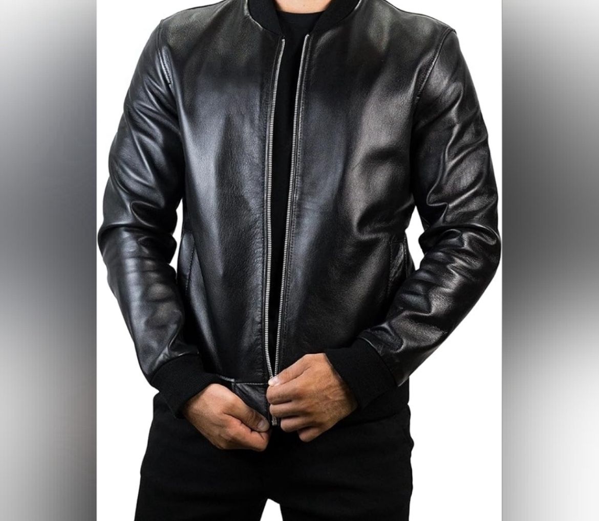 Black lambskin, leather jacket