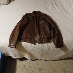 Brown Leather Jacket Size XXL 