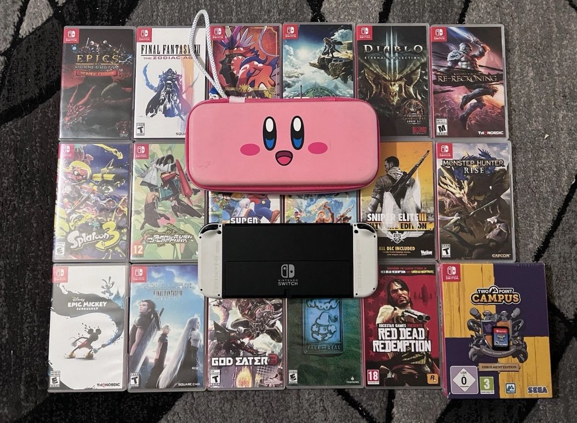 Nintendo Switch OLED White Console Bundle With Games And Extras