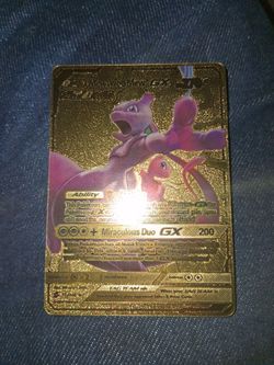 Mewtwo & Mew GX Gold Metal Pokémon Card