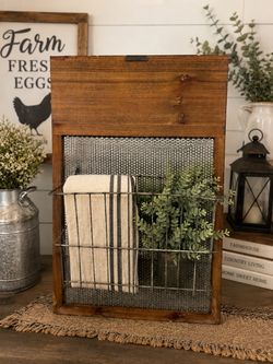 Magnolia Farmhouse Wood and Wire Wall Organizer