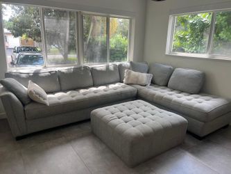 Gray sofa with ottoman