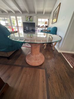 Unique Italian hand made wooden glass table