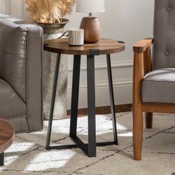 New Rustic Side Table in Dark Walnut Finish Set of 2