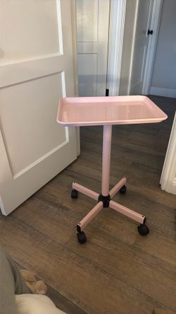 Pink salon tray on wheels