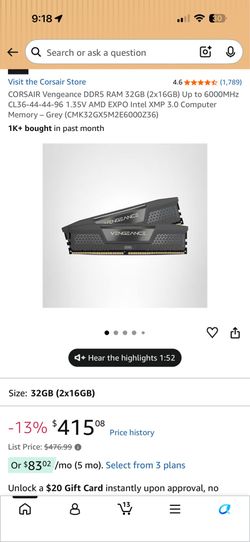 Corsair Vengeance 32GB DDR5 5600MHz RAM