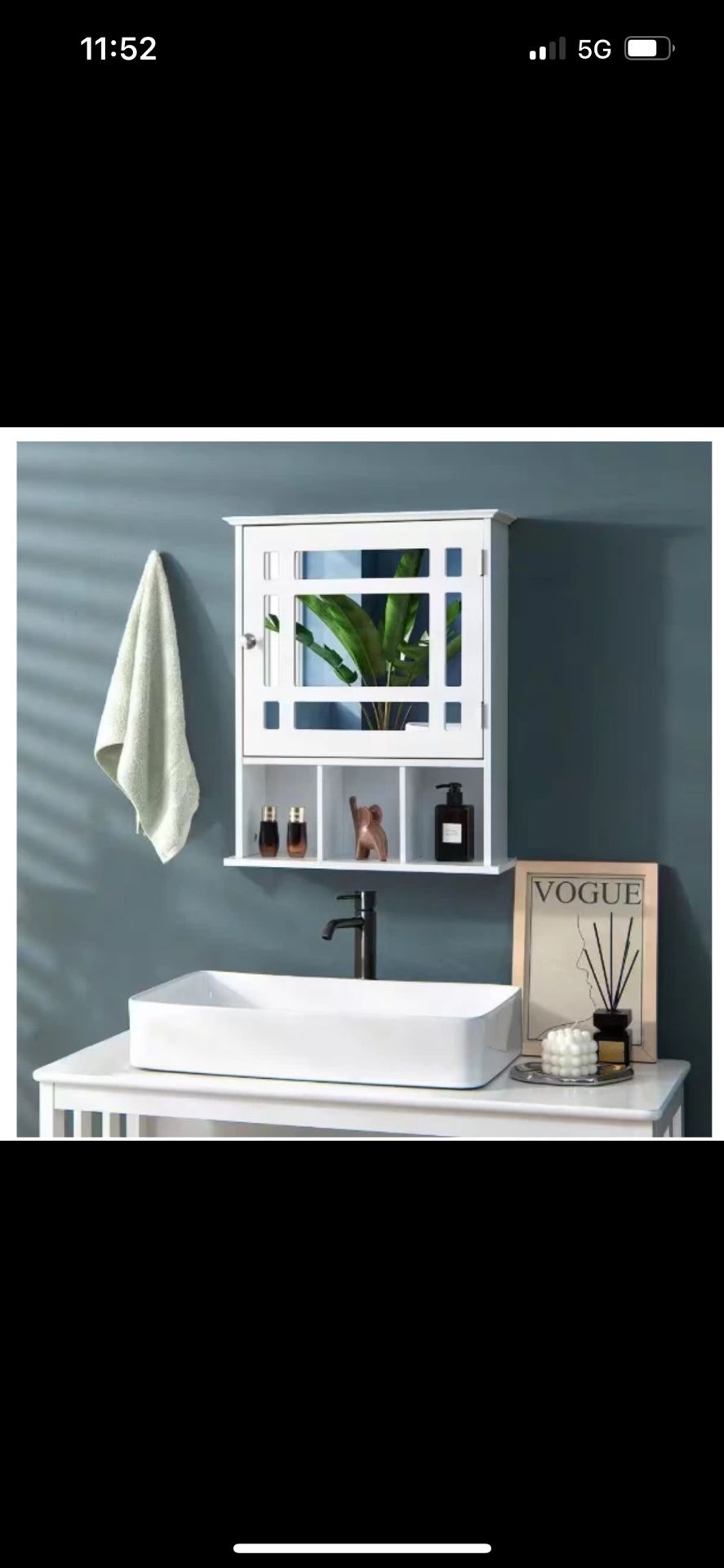 Gymax Mirrored Wall Mounted Medicine Cabinet with Adjustable Shelf in White