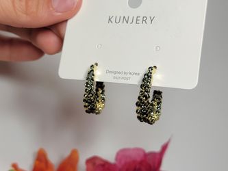 Korean Retro Baroque Round Rhinestone Silver Needle Crystal Hoop Earrings