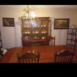 Antique China Cabinet And  Dining Table Set