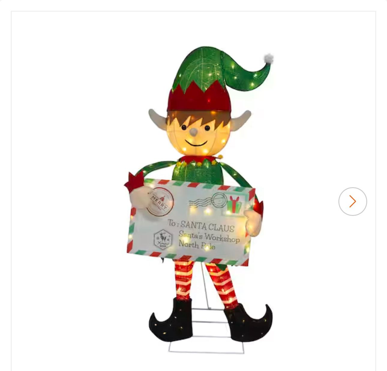 4.5 ft. 3D Elf Messenger with Envelope Outdoor Christmas Holiday Yard Decoration Warm White LED Lights 