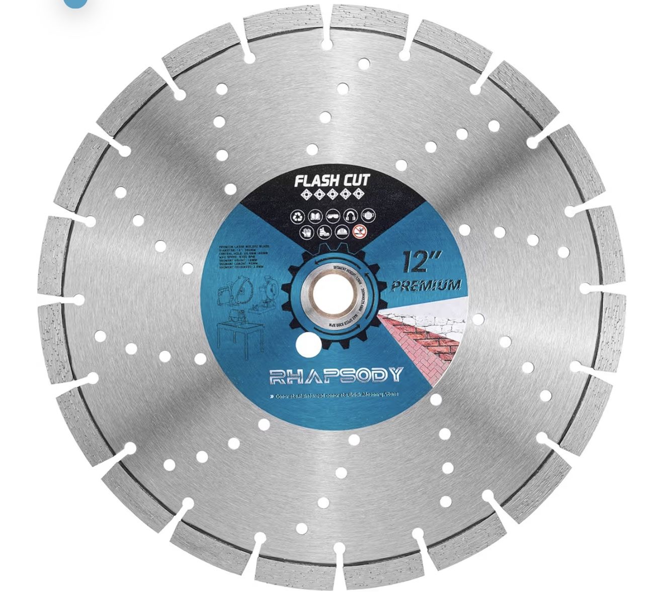 12 Inch Laser Welded Diamond Saw Blade, Segmented Premium Diamond Blade General Purpose Dry/Wet Cutting Concrete, Reinforced Concrete, Masonry, Brick,