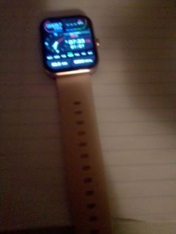 Smart watch with beige strap