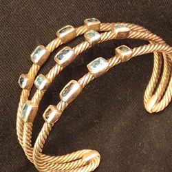 2 - DAVID YURMAN Silver bracelets ( Blue Topaz. Pearls, Diamonds )