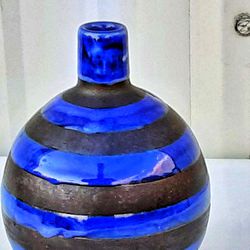 Vintage McM OmC OTAGIRI mid Century Modern Blue Black Banded Vase 