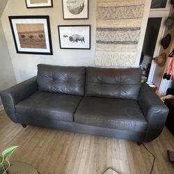 FREE!! Grey faux  Leather  Couch 