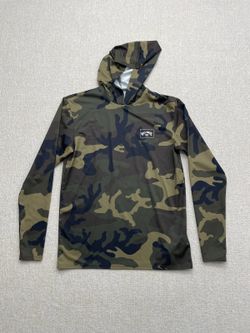 Billabong Men’s Small Camo Hooded Rash Guard UPF 50 Loose Fit Surf Shirt