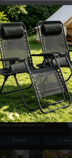 Brand New Black Zero Gravity Chairs (Set of 2) - In Box (Open Top) Selling a brand-new set of black zero gravity lounge chairs. The chairs inside are
