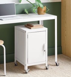 Dorm Metal Rolling Locker Storage Cabinet with Lock Chalk White