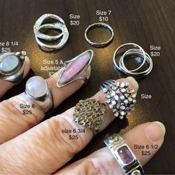 Sterling Silver Rings, See Pics For Prices