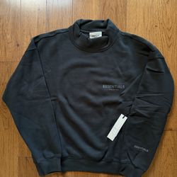 Fear of God Essentials Mockneck Sweatshirt Stretch Limo Black Size Small FW21