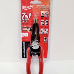 Milwaukee 7-in-1 High-Leverage Pliers. This tool is model 48-22-3078 and is in original packaging. It has a reamer, #6 and #8 bolt cutter, wire cutter