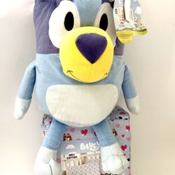 Bluey Sheet  Set With Bluey Jumbo Plush 
