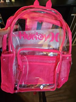 Hurley neon pink clear backpack