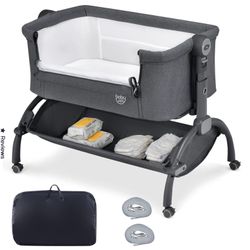 BABY JOY Baby Bassinet, 3-in-1 Rocking Bassinet w/Storage Basket, Double-Lock Design