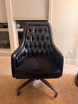 Vintage 1966 Pleated Faux-Leather Luxury Executive Office Chair Produced by ‘Chromcraft’