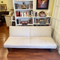 Dilan Convertible Futon – Tan Purchased at Walmart just one month ago. Like new condition, no stains or wear. Easily converts from a sofa to a bed. Pe