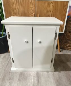 White Wood Two-Door Storage Cabinet