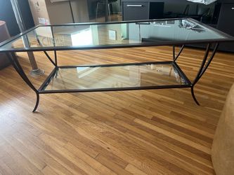 Modern Glass Coffee Table Sturdy Metal/Glass -