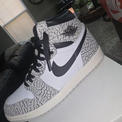Air Jordan 1 Retro High OG White Cement Elephant Print