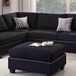 New Black Or Gray Sectional And Ottoman With Reversible Chaise Sofa Chaise 