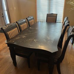 Solid Wood Dining Room Table Chairs And Hutch