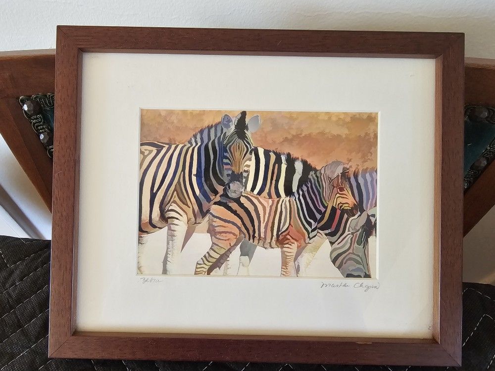 Framed Colorful Zebra 