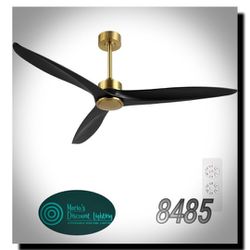 WINGBO 60 Inch DC Ceiling Fan without Lights, 3 Reversible Carved Solid Wood Blades, 6-Speed Noiseless DC Motor, Ceiling Fan No Light with Remote

