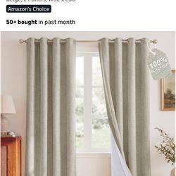 Brand New Blackout Linen Curtains 52” x 96” (Pack of 2)