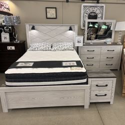 Queen Bedframe, Dresser, Mirror And Nightstand 