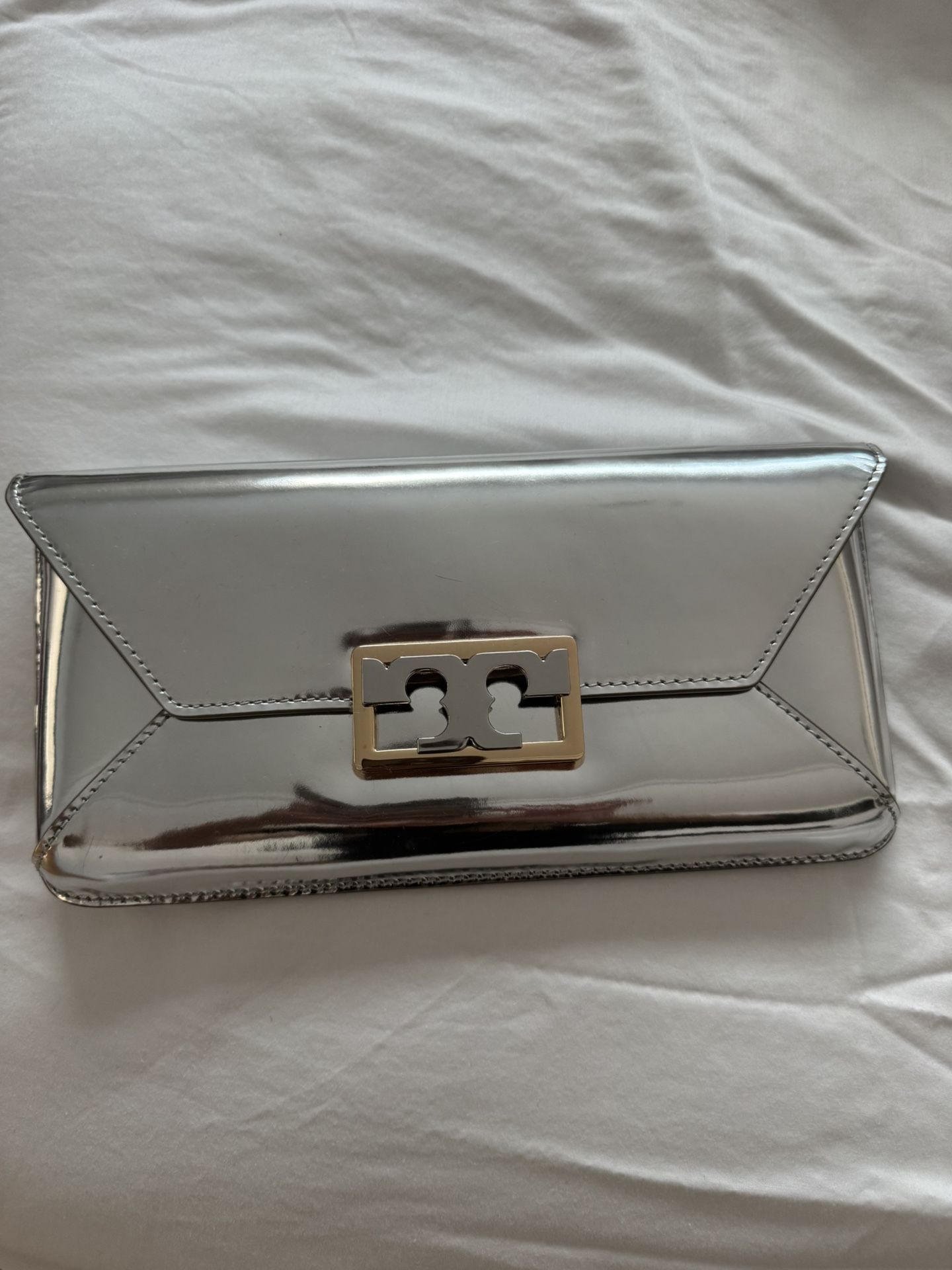 Tory Burch Gigi Metallic Patent Leather Clutch