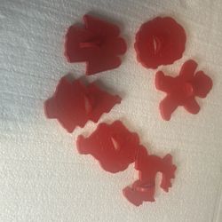 Vintage Christmas cookie cutters six pieces fiber made in Hong Kong and one is Betty Crocker