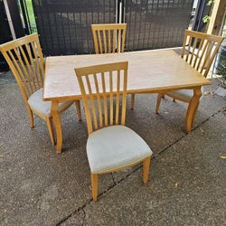 Solid Wood Kitchen Table and 4 Chairs (66"Lx36"Wx30"H) Some Scratches,  Normal Wear... $275
