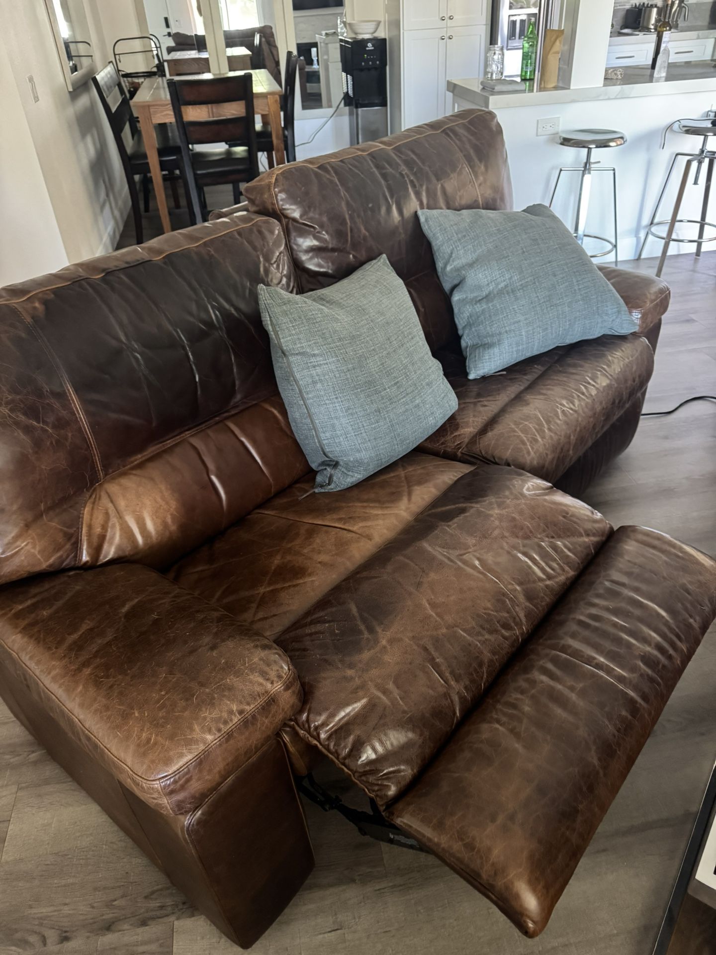 Leather Reclining Sofa & Chair