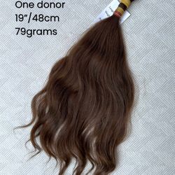 100% human Raw Slavic hair from one donor. Hair extensions. 19” 79grams.
