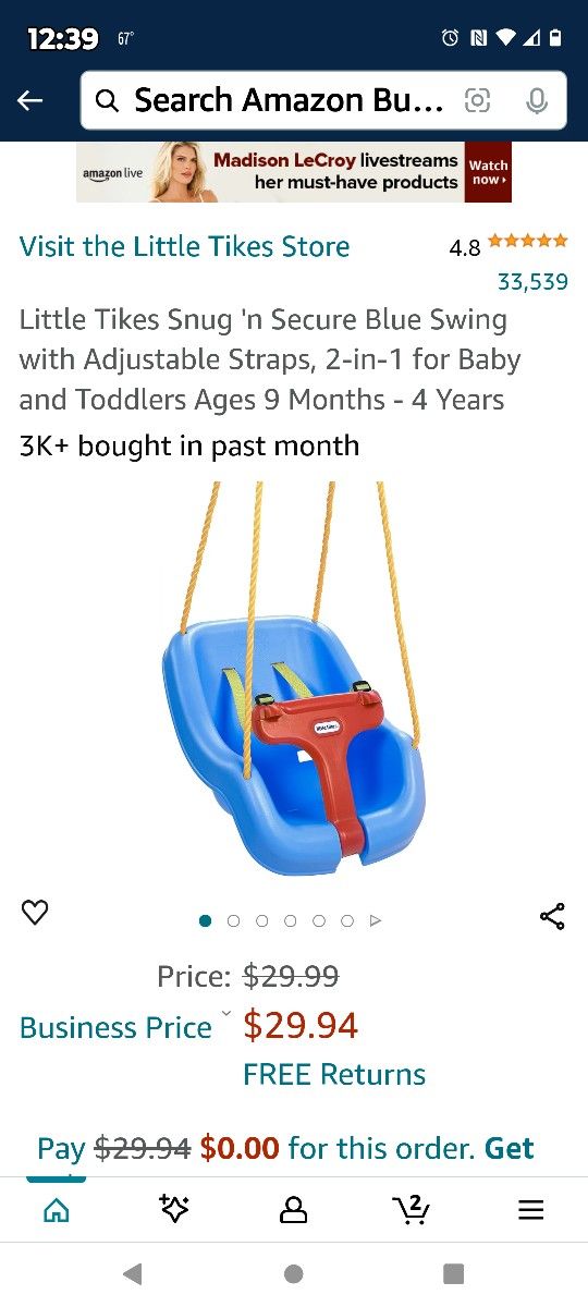 Little Tikes 2 N 1 Swing