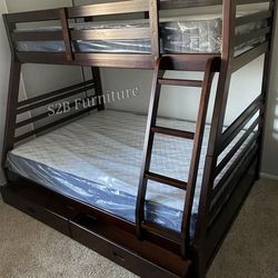 Twin Full Expresso Bunkbed With Ortho Mattress Included