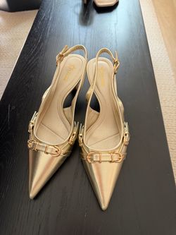 Gold Slingback Heels – NEW, Never Worn – Size 8