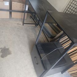 Black Office Desk File Drawer And Outlet
