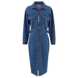 ASOS Zip Front Denim Midi Dress size 8- NWT
