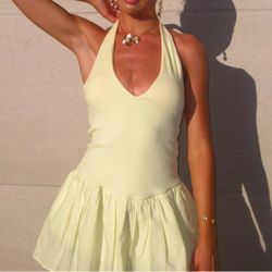 Yellow Zara Halter Neck Dress Size Large